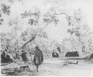 Native encampment on the Yarra 